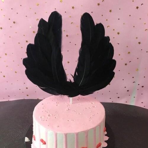 Baby Shower Angel Wing Feather Cake Topper Birthday Party Decorations Kids Wedding Decoration Table Festive Event Party Supplies