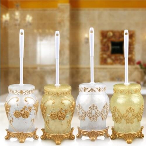 Art Personality Spilled Bottle Resin Toilet Brush Creative Cleaning Brush Set Suit Foor-Type Cleaning Bathroom Accessories