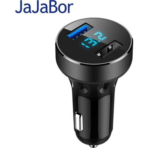 JaJaBor Dual USB Car Charger Adapter Fast Charging With LED Digital Display Quick Charge QC3.0 For Cell Phone Camers DVR Tablet