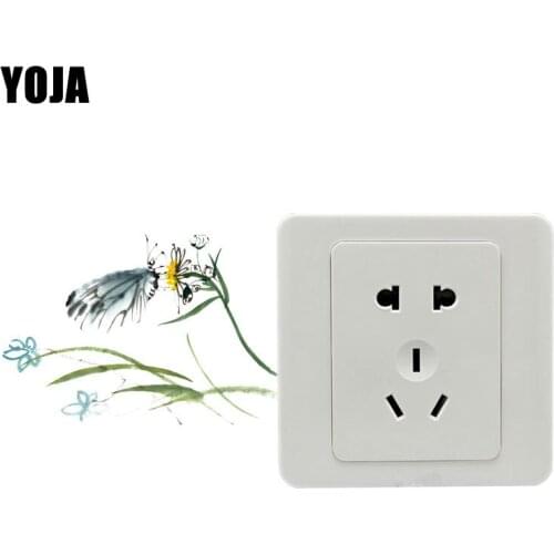 YOJA Butterfly Ink Painting Decor Wall Switch Sticker Living Room Bedroom Decals Personalized 8SS0456