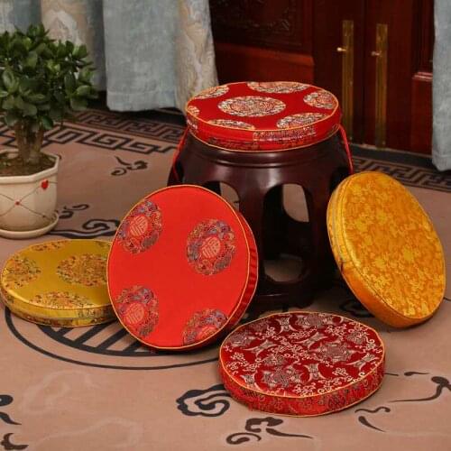 New Luxury Thick 4cm Round Bench Pads Seat Cushion Silk Satin Non-Slip Drum Stool Dining Chair Comfortable Sitting Mats