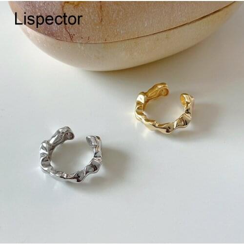 Lispector 925 Sterling Silver French Irregular Rings for Men Women Minimalist Open Ring Unisex Matching Jewelry Couple Gifts