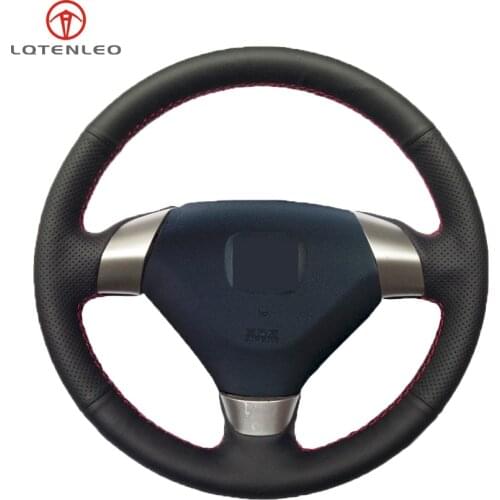 LQTENLEO Black PU Artificial Leather Hand-stitched Car Steering Wheel Cover for Honda Accord 7 2002-2007 (3-Spoke)