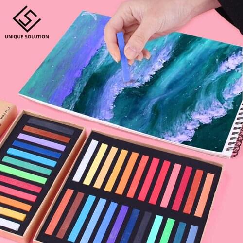 Crayons Soft Dry Pastel 12/24/36/48 Colors/Set Art Drawing Set Chalk Color Crayon Brush Stationery for Students Art Supplies