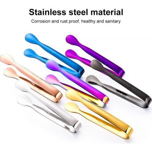 Multipurpose Stainless Steel Ice Tong Handheld Small Cubic Sugar Pastry Tong Mini Coffee Bar Serving Clip Kitchen Bar Tools