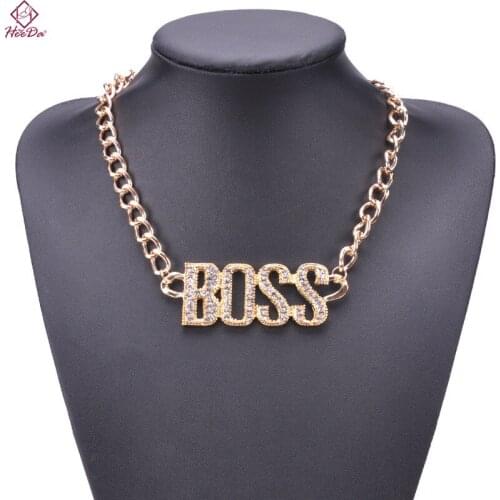 Heeda Fashion Necklace 2018 Steampunk Alloy Boss Letter Gargantilha New Big Name Necklaces & Pendants Women Kpop Bijoux Femme