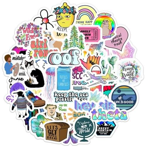 50pcs Cool Animal INS Style VSCO Sticker Anime For Laptop Case Car Skateboard Motorcycle Girl For Kids Children Toys Stickers