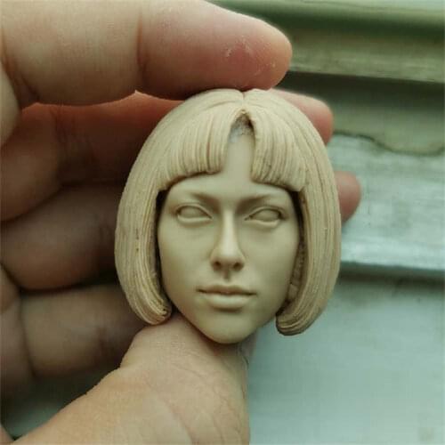 Unpainted 1/6 Scale Lovely Short Hair Girl Head Sculpt Model For Action Figure Dolls Painting Exercise No.263