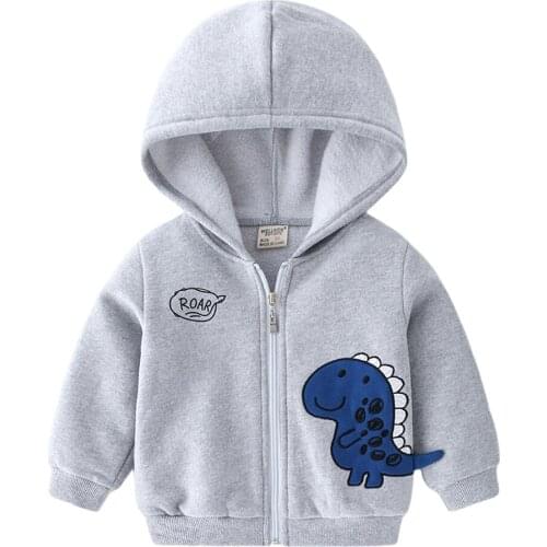 Autumn Winter Boys Girls Hoodies Cardigans Cartoon Dinosaur Sweatshirt Long Sleeves Outerwear & Coats