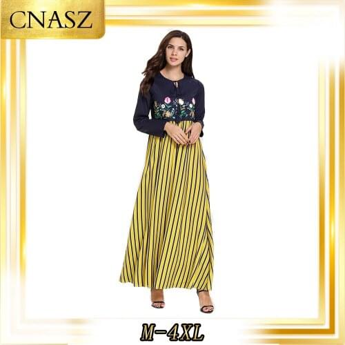 Abaya For Women Large Size Moroccan Kaftan Gown Autumn Fashion Simple EmbroideryCasual Musulman Arabian Dress