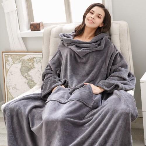 Blanket Plaid Hooded Adult Fluffy Blanket Comfi Warm Bathrobes for Women Comfort of Home Tv Blanket Blanket on the Bed