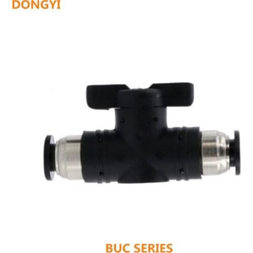 Pneumatic joint valve switch PU trachea quick joint hand valve buc8-4/6/10/12mm manual ball current-limiting hand rotary valve