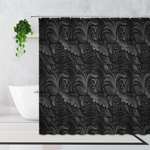 Simple Black Geometric Figure Shower Curtains Personality Art Home Decor Background Wall Decoration Bath Curtain Bathroom Screen