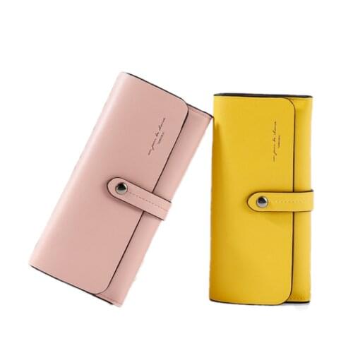 Wrist Strap Womens Luxury Leather Casual Wallet Buckle Coin Pocket Card Holder Korean Version of Slim-Fit Clutch Bag