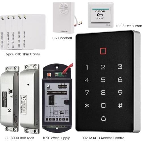 Rfid Access Control Keypad With 2000 Users with power supply electric bolt lock exit button For RFID Door Access Control System