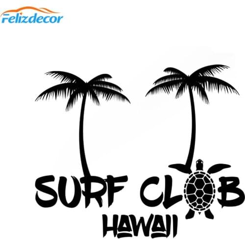 Surf Club Hawaii with Palm Trees Romantic Sticker Car Decor Modern Creative Decals Waterproof L572