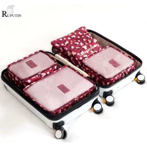 RUPUTIN 6Pcs/set Unisex Clothing Sorting Organizer Travel Mesh Bag Luggage Organizer Packing Cube Storage Bags For Clothes Bra