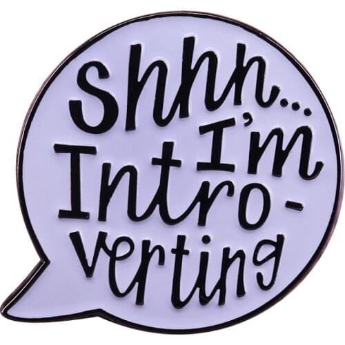 Shhh... I'm Introverted Funny Speech Bubble Introvert Friends Gift Metal Enamel Lapel Clothes Coats Bag Badge Brooch Pin