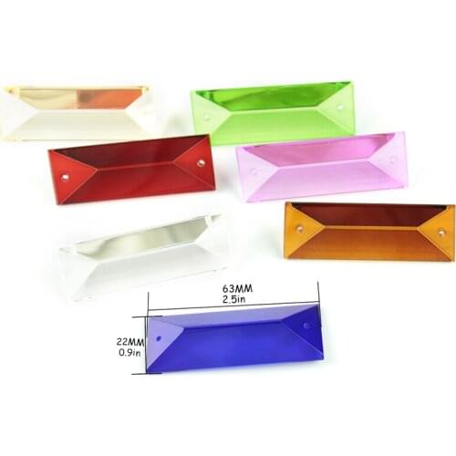 Mix color 100Pcs/Lot 22*63mm Crystal Rectangle Glass With Two Holes Or One Hole Wedding & Party Chandelier Crystal Cut
