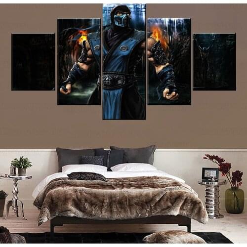 Modern Wall Art Home Decorative 5 Piece Mortal Kombat Paintings For Bedroom Or Living Room Framework Game Poster Artwork