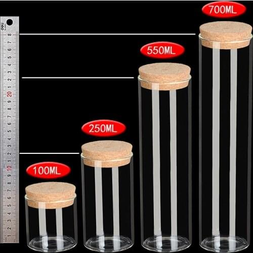 Glass Jars Bottles with Corks Big Container For Saffron Candy Vanilla Tea Food Transparent Clear Empty Bottles Jars 4pcs/lot