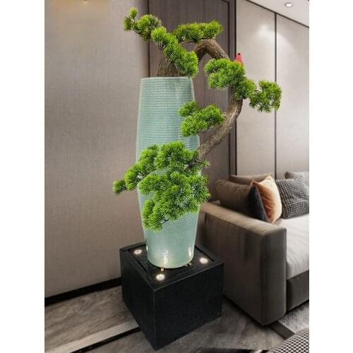 Zq Chinese Style Study Waterscape Big Decorations Ceramic Vase Welcoming Guests Pine Flowing Water Creative Hallway Decoration