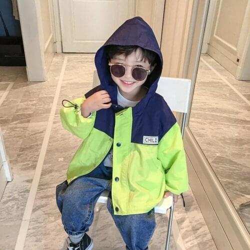 Teens Boys Spring Autumn Cardigan Patchwork Coats Children Windbreaker Hooded Jacket Long Sleeve Outfits 4 5 6 7 8 9 10 12 Years