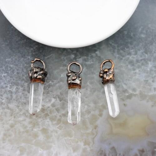 Natural White Quartz Stick Points Vintage Pendant,Reiki Healing Crystal Necklace For Woman Jewelry Gift Making Accessories