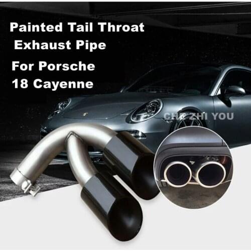 Painted Tail Throat Exhaust Pipe For Porsche Cayenne 2018-2019 Stainless Steel Exhaust Tips Muffler Modified Tail throat Pipe BB