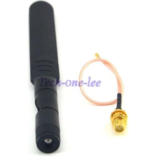 Wifi Antenna 5.8ghz Omni dual-band 2.4g 5dbi Aerial RP SMA male + RP SMA Female to U.FL/IPX Pigtail Extension Cable RG178 15cm