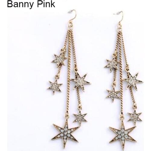 Vintage Multi Layer Stars Pendant Dorp Earrings For Women Cute Crystal Alloy Dangles Fishook Earrings Fashion Jewelry Pendietes