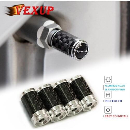 1set Car Styling Carbon Fiber Aluminium Alloy Anti-theft Sport Car Tire Valve Caps Wheel Tires Tire Stem Air Cap Airtight Covers