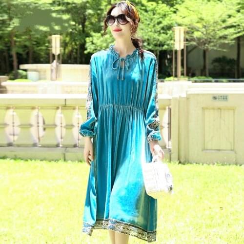 100% Silk Dress Woman Vintage Casual Dresses for Women Plus Size Dress 6xl Long Sleeve Spring Autumn 2021 Vestidos Pph3244