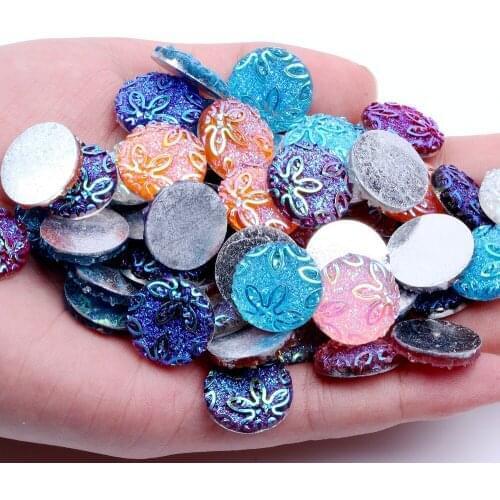 16mm 40pcs AB Multicolor Resin Stones Flatback Round Shape Rhinestone For Wedding Art Decoration crafts Jewelry Accessories