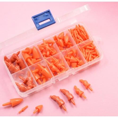 160pcs/Lot 3x16mm/8x16mm/10x28mm/8x20mm/8x33mm Plastic Snowman Toy Nose No Washer For DIY Handcraft Findings in Box