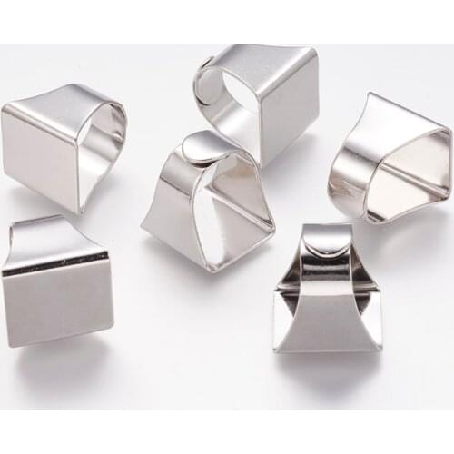 200pcs Brass Ring Shanks, Pad Ring Base Findings, For Jewelry Making, Adjustable, Square, Platinum Color