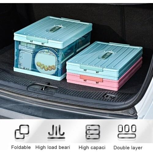 2020 Upgraded Collapsible Car Trunk Storage Box Foldable Storage Bin with Lid for Home Garden Outdoor Travel and Camp CS