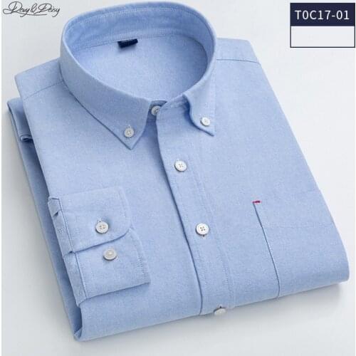 2021 New Men Shirt 100% Cotton Oxford Long Sleeve Casual Business Solid Cloth Turn-down Collar Spring Autumn DA452