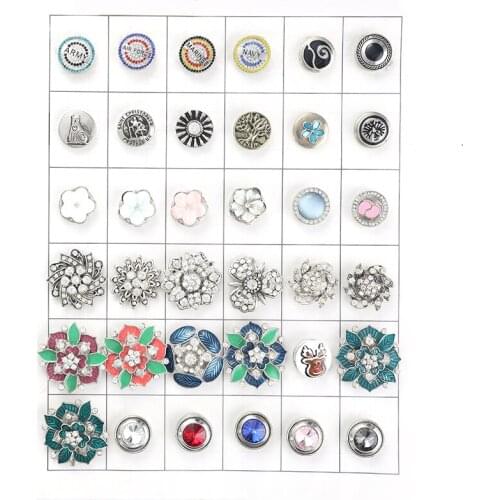 4 Pieces/Batch Of The Latest Snap Buckle Jewelry Bracelet Color Crystal Rhinestone Flower 12mm Metal Snap Buckle Suitable For DI