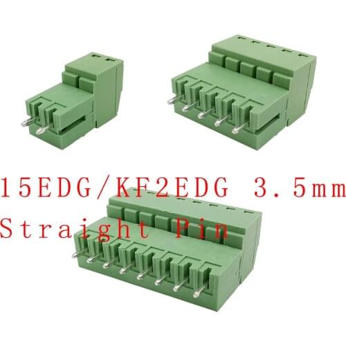 5Pair 15EDG KF2EDG 3.5mm PCB Screw Terminal Blocks Connector Straight Needle Plug Pin Header Socket 2/3/4/5/6/7/8/9/10/12 Pin