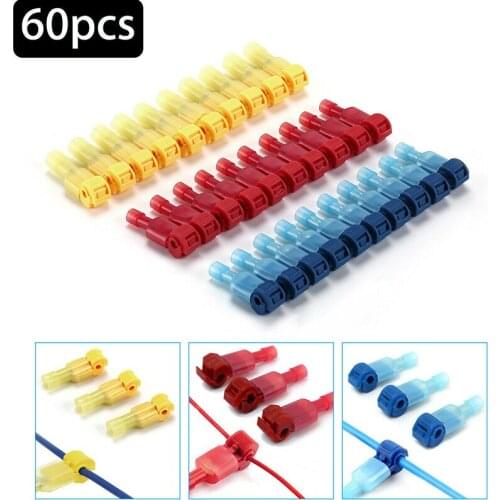 60pcs Quick Electrical Cable Connectors Snap Splice Lock Wire Terminal Crimp Wire Connector Waterproof Electric Connector