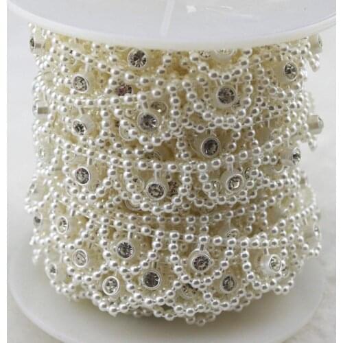 9m/roll ABS Plastic Imitation Pearl Beaded Ribbon 15mm Creamy White Color Ribbons For Accessories Wedding Party Decor Accessorie