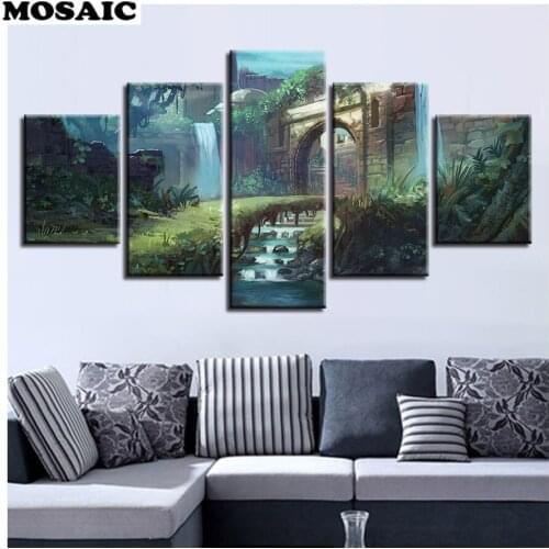 3d Full round/square Diamond embroidery 5pcs landscape 5D DIY Diamond painting Cross stitch natural scenery Diamond mosaic gift