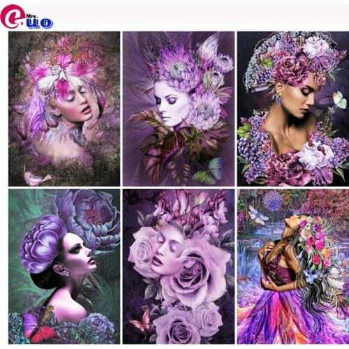 Fantasy Girl Full Square Diamond Painting Woman Flower Cross Stitch Rhinestones Diamond Embroidery Portrait Mosaic Home Decor