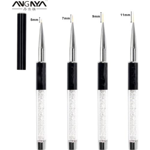ANGNYA 1Pcs Nail Brush 5/7/9/11mm Crystal Acrylic Nail Art Brushes UV Gel Painting Line Brush Rhinestones Pen Nail Liner Tools