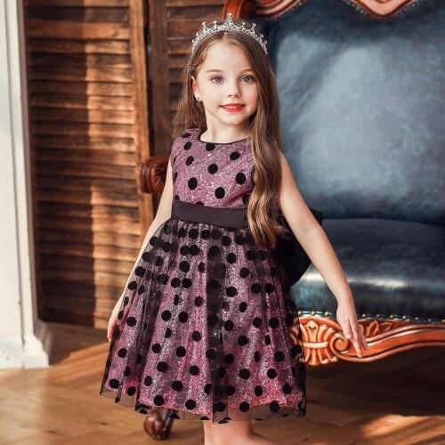 Baby Girls Dot Glitter Princess Dress for Wedding Formal Children Clothes Sweet Girls Mesh Patchwork Dresses for Christmas Eve