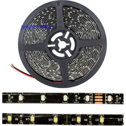 Black PCB LED Strip 3528,DC12V 60LED/m 5m 300LED,IP65 Waterproof ,RGB White Warm White Red Green Blue color For Car Decoration