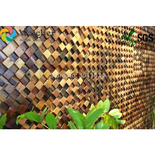 1box 13pieces Dinning room Decorator Wall Panel Old Ship Wood Mosaic Tile Art Wall Decorative Tile For Home Decor