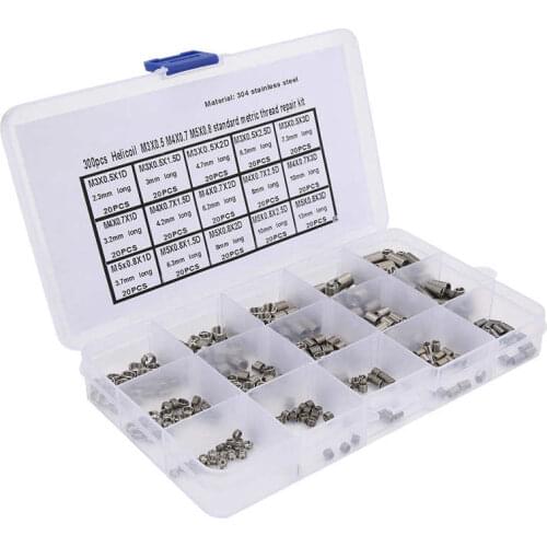 300Pcs Threaded Insert Stainless Steel Thread Repairing Tool M3x0.5 M4x0.7 M5x0.8 Screw Thread Insert