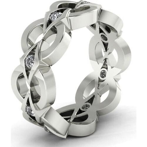 JK Fashion Simple Design Women Ring Wedding Engagement Party Female Finger Ring Hollow Out Band Crystal Zircon Fashion Jewelry